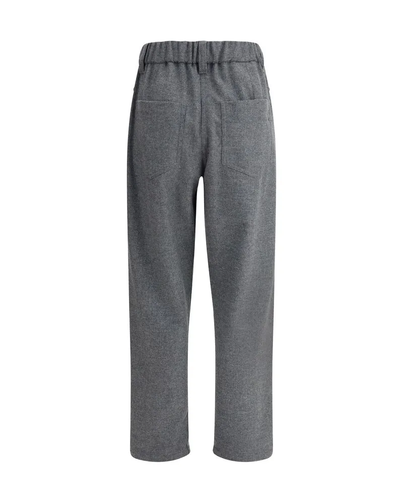 Brunello Cucinelli Wool Mélange Trousers — Gray Gray