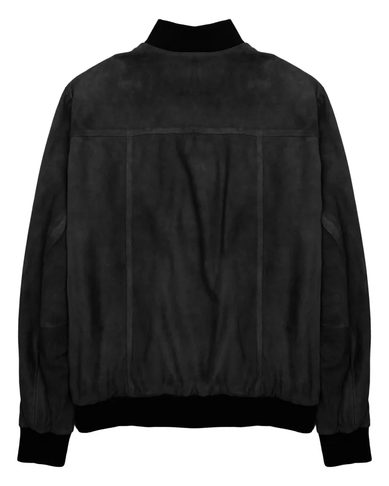 Low Brand Suede Leather Bomber Jacket — Black Black
