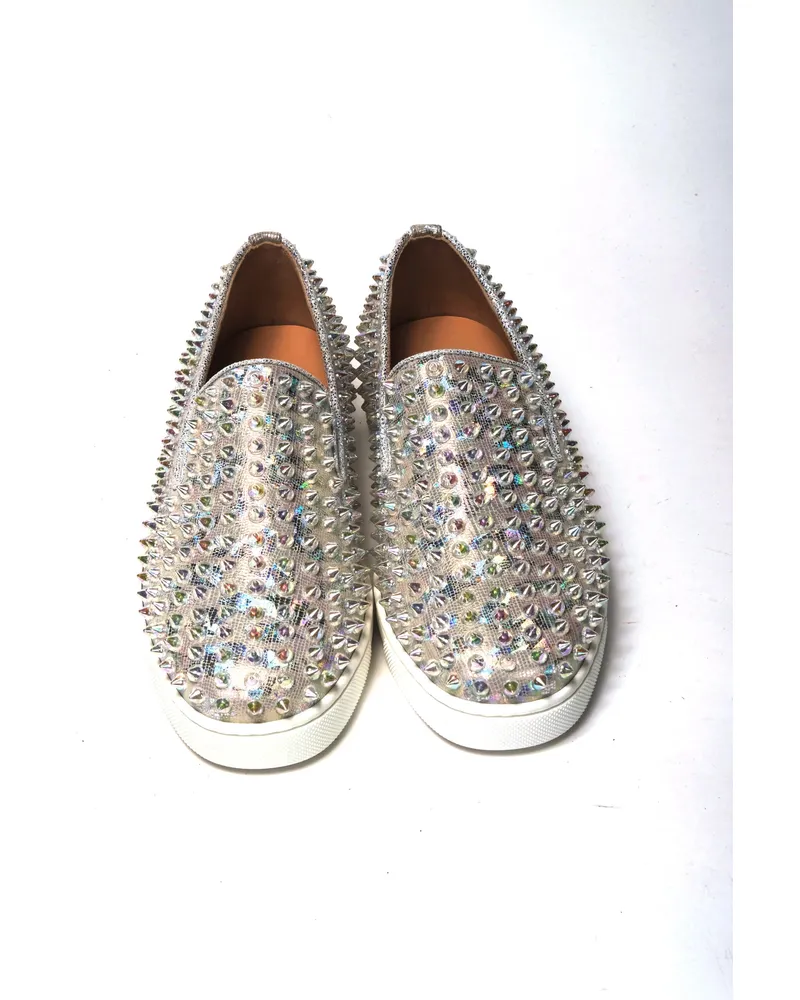 Christian Louboutin Women's White Ab-Clear Ab Roller Boat Woman Flat Sneaker White