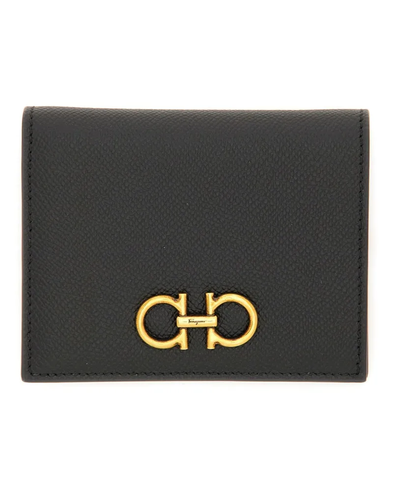 Ferragamo Signature Gancini Logo Wallet — Black Black