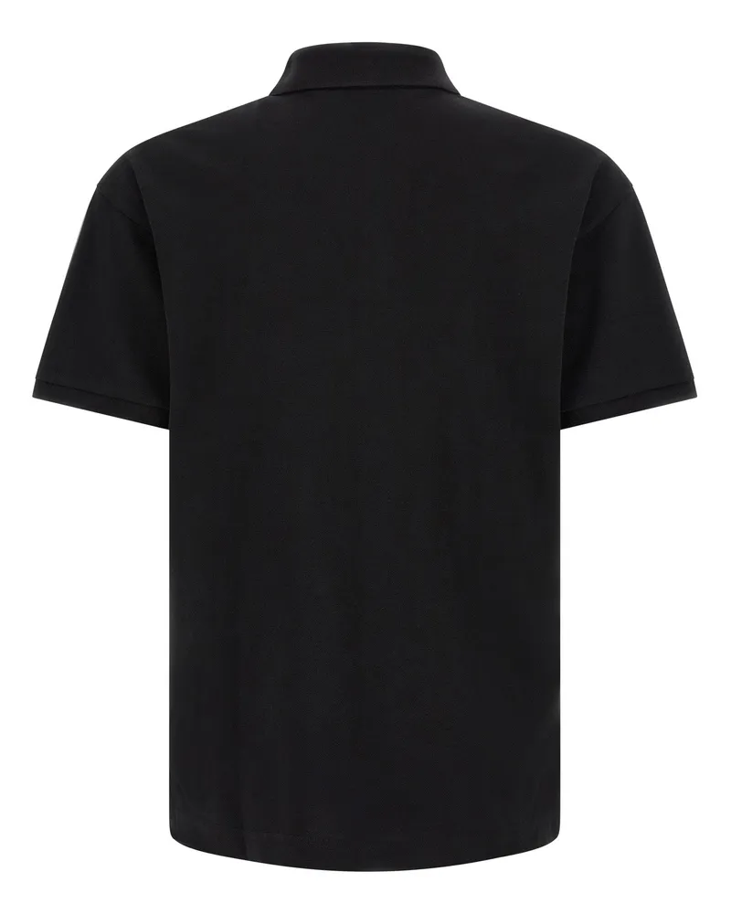Palm Angels Logo-Patch Cotton Piquet Polo Shirt — Black Black