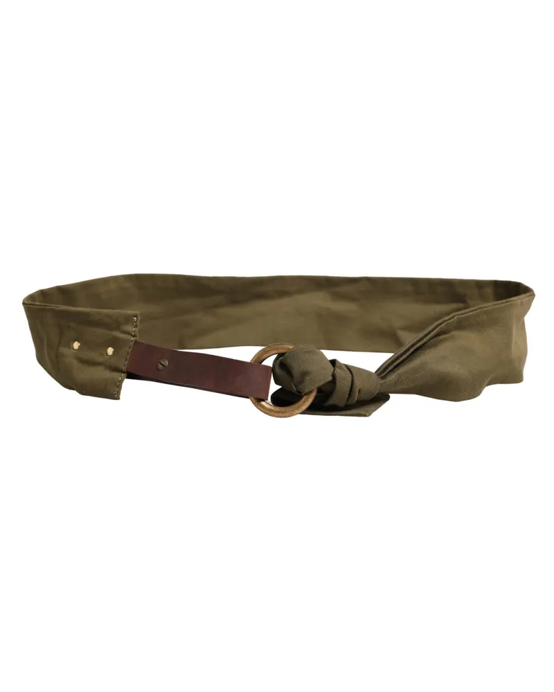 Ermanno Scervino Women's Army Green Cotton Round Buckle Waist Belt Waxed Green