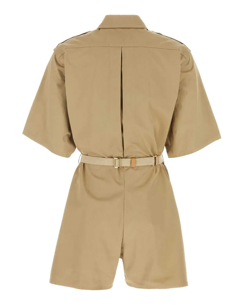 Prada Women's Khaki Cotton Jumpsuit Kaki Exterior: Tute Beige
