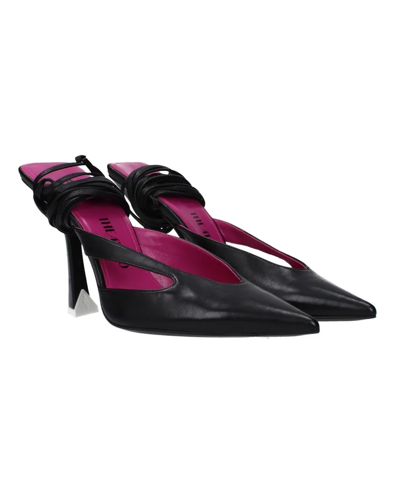 ATTICO Women's Black Leather Stiletto Heel Sandals Black