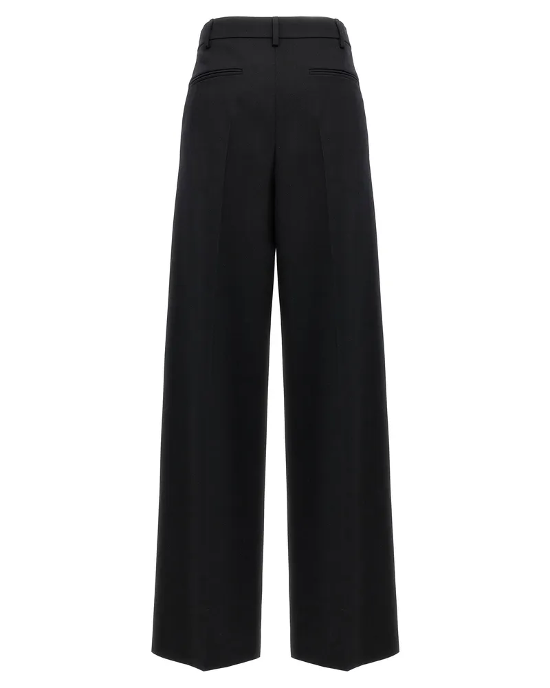 Valentino Garavani Wide-Leg Wool Trousers — Black Black