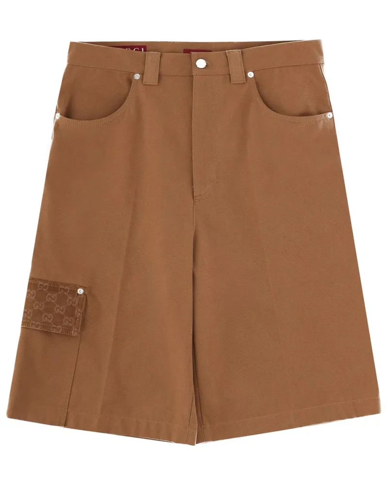 Gucci GG-Detailed Cotton Cargo Shorts — Beige Beige