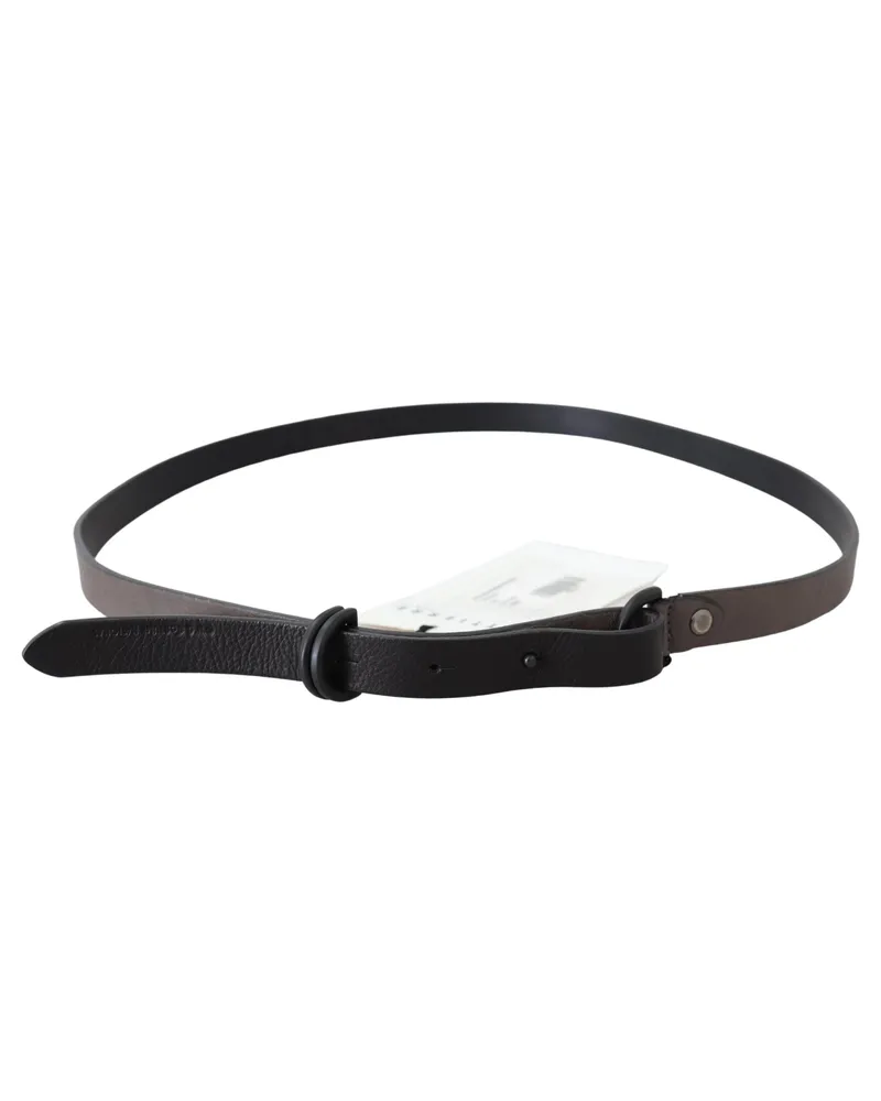 CoSTUME NATIONAL Women's Brown Leather Skinny Round Buckle Belt Brown