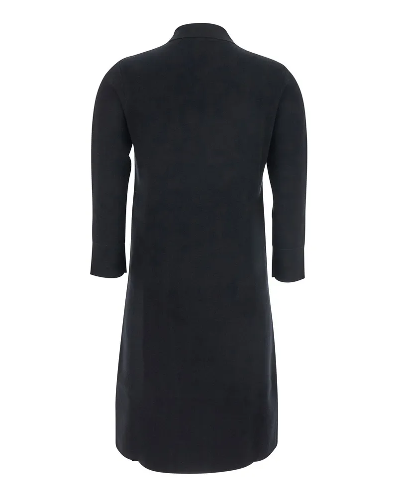 Max Mara Viscose Shirt Dress with Front Zip Dress — Black Black