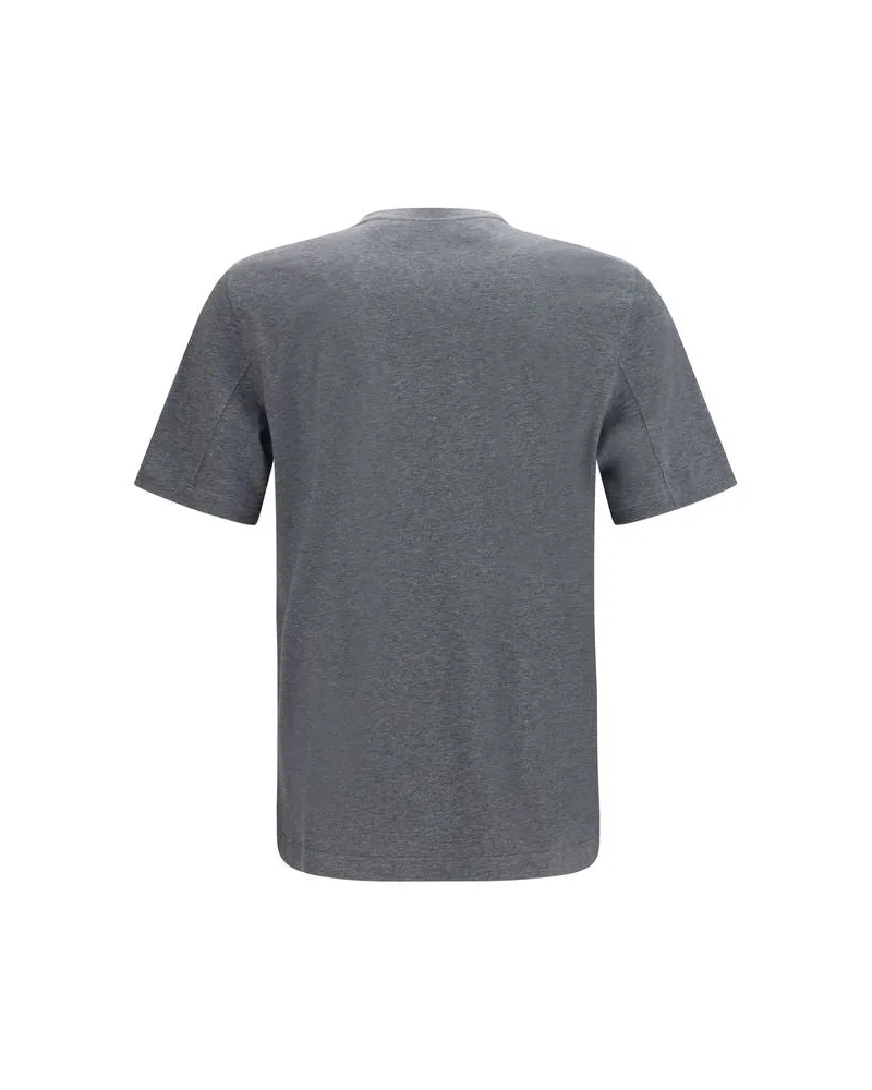 Brunello Cucinelli Men's Blue Cotton T-Shirt Gray