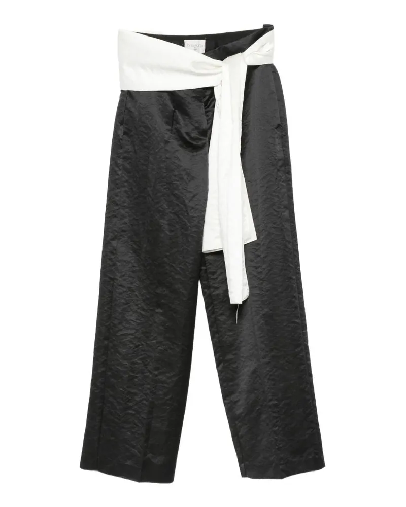 forte_forte Satin Wide-Leg Trousers — Black Black