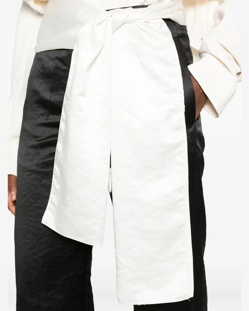 forte_forte Satin Wide-Leg Trousers — Black Black
