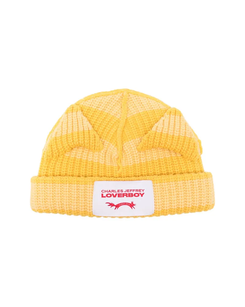 Charles Jeffrey Loverboy 062130108 Ribbed Wool-Blend Beanie — Yellow Yellow