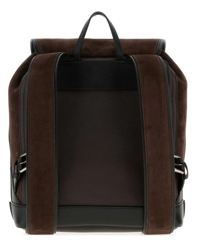 Valentino Garavani Suede and Leather Backpack — Brown Brown