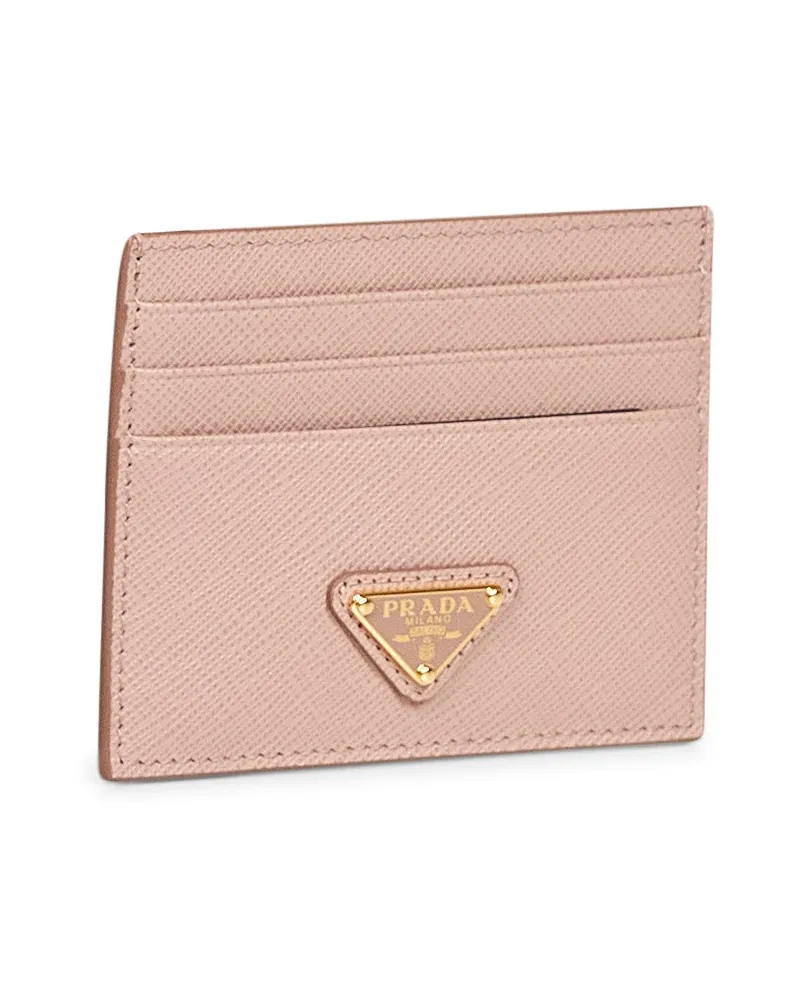 Prada Women's Card Holder Powder Pink Saffiano Leather Wallets & Purses Pink