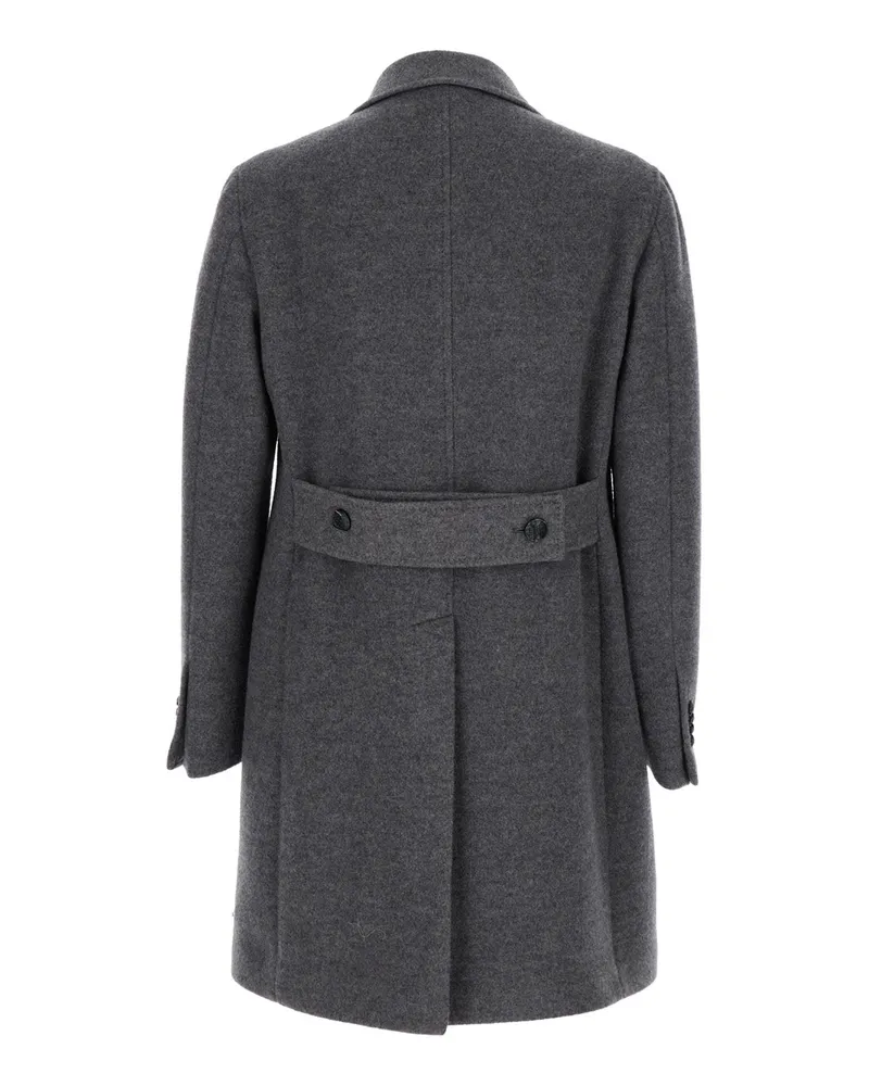 Tagliatore Men's Grey Double-Breasted Wool And Cashmere Coat Virgin Gray