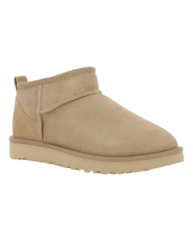 UGG Women's Boots Classic Ultra Mini Beige Leather Upper Beige
