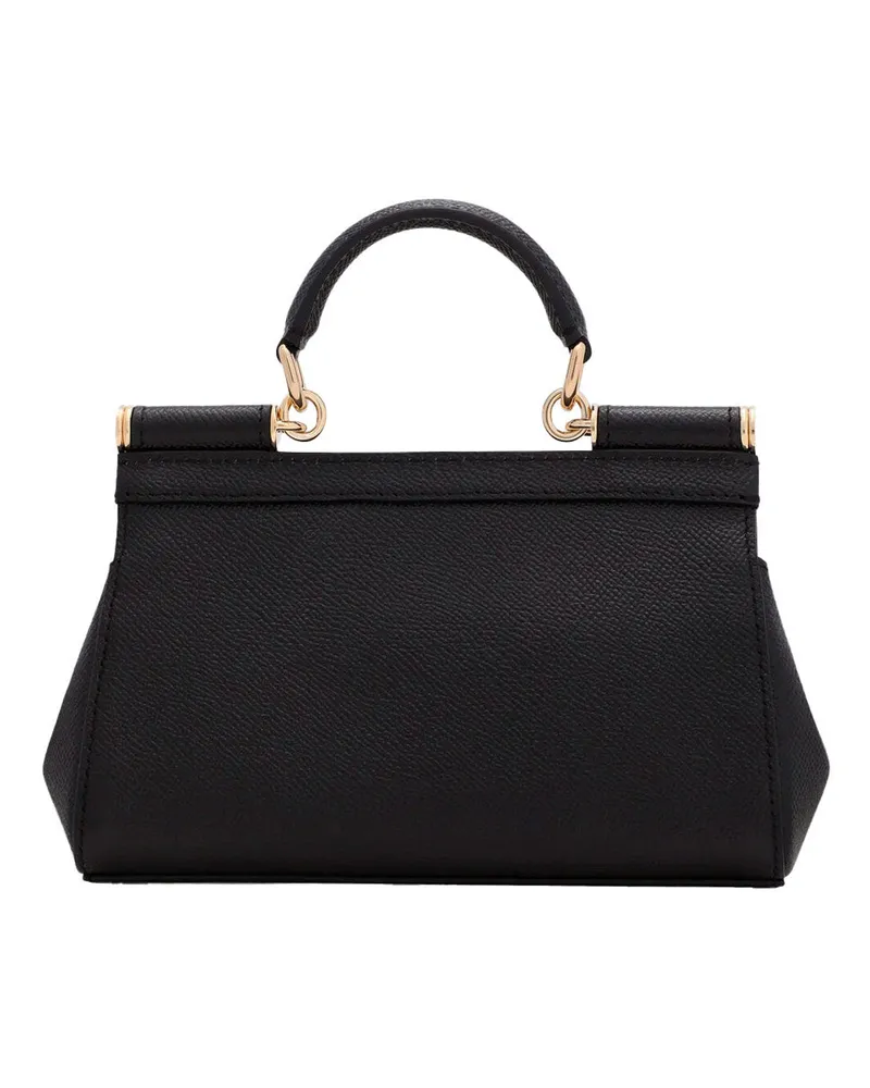 Dolce & Gabbana Women's Handbag Sicily Small Black Grained Leather Handbags Hand Bags Black