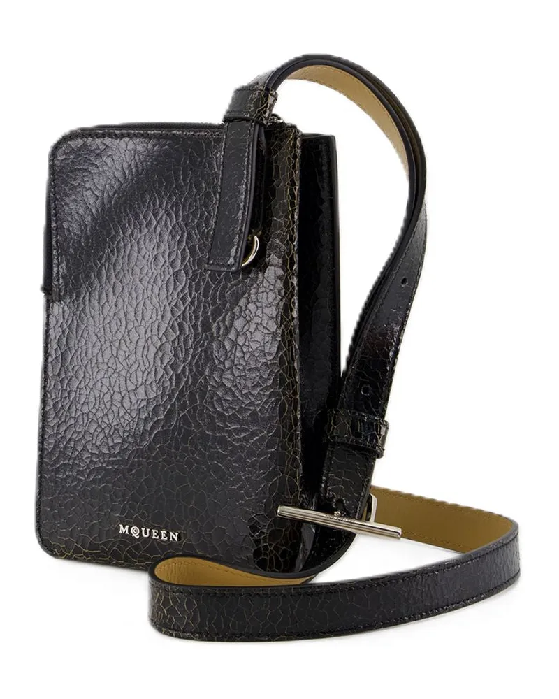 Alexander McQueen Men's Sling Crossbody -  Leather Black Calfskin Bags Crossbodies Black
