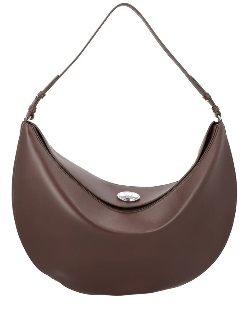 Jacquemus Women's Large Hobo Bag Ovalo Brown Calf Leather Shoulder Brown