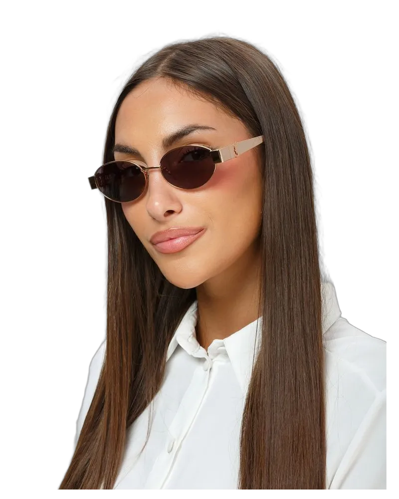 Just Cavalli SJC152 Metal Oval Frame Sunglasses — Gold Gold