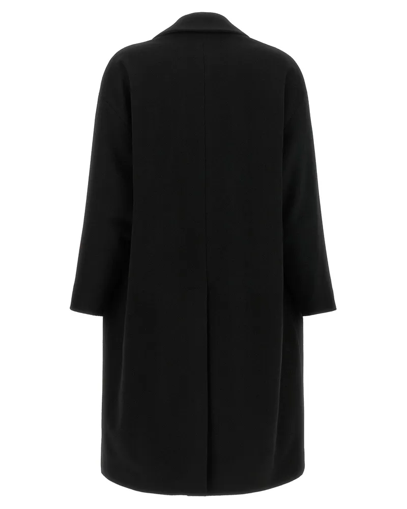 Alberto Biani Double-Breasted Wool Coat — Black Black