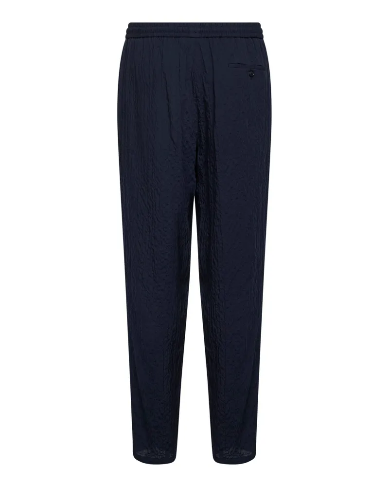Giorgio Armani Men's Flat-Front Trousers Lyocell Blend Blue Navy