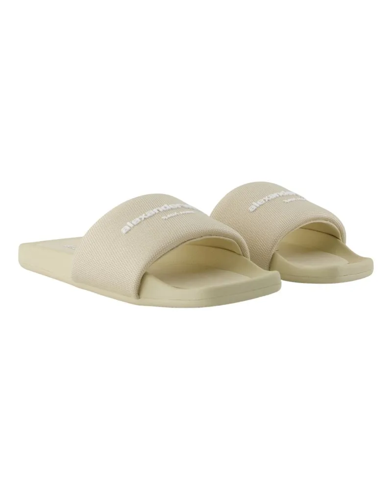 Alexander Wang Women's Aw Pool Sandals -  Nylon Ivory Shoes Flat-Shoes Beige