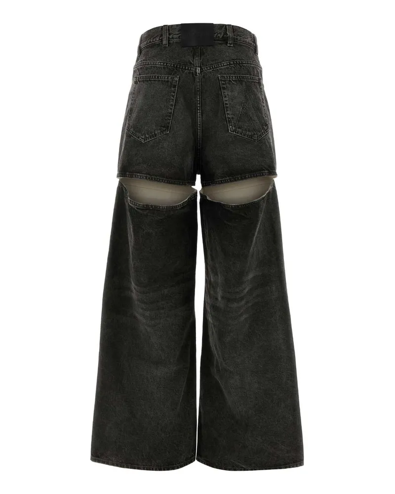 ATTICO Women's Dark Grey Denim Wide-Leg Jeans Blackwhite Black