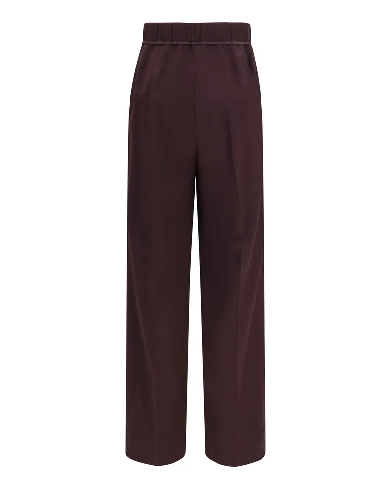 forte_forte High-Waisted Grain De Poudre Trousers — Bordeaux 