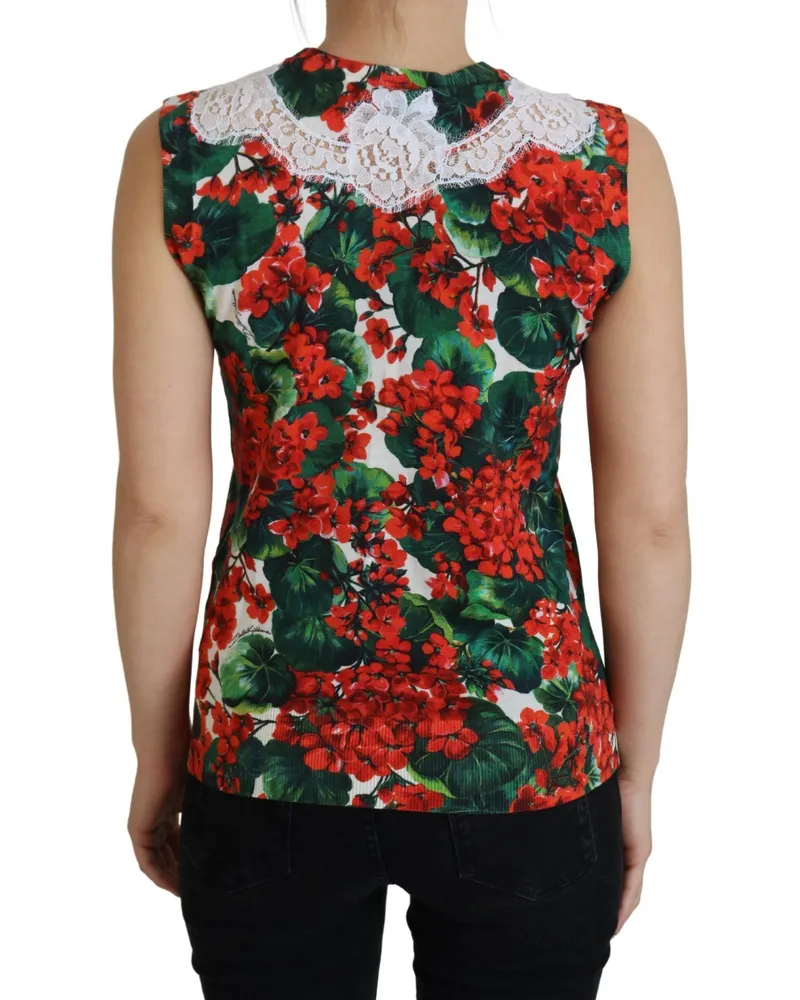 Dolce & Gabbana Women's White Floral Wool Lace Vest Tank Top Cotton Multicolor