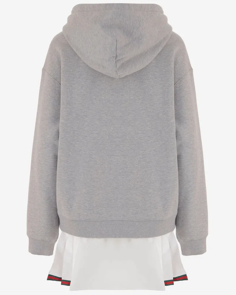 Gucci Women Cotton Dress With Pleated Skirt Grey Gray