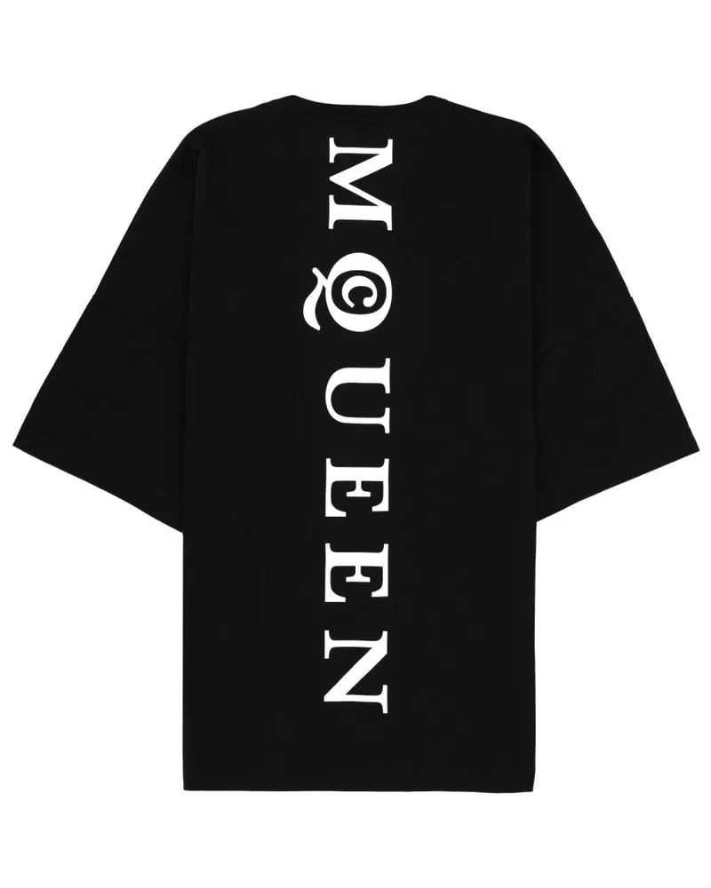 Alexander McQueen Logo-Embroidered Cotton T-Shirt — Black Black
