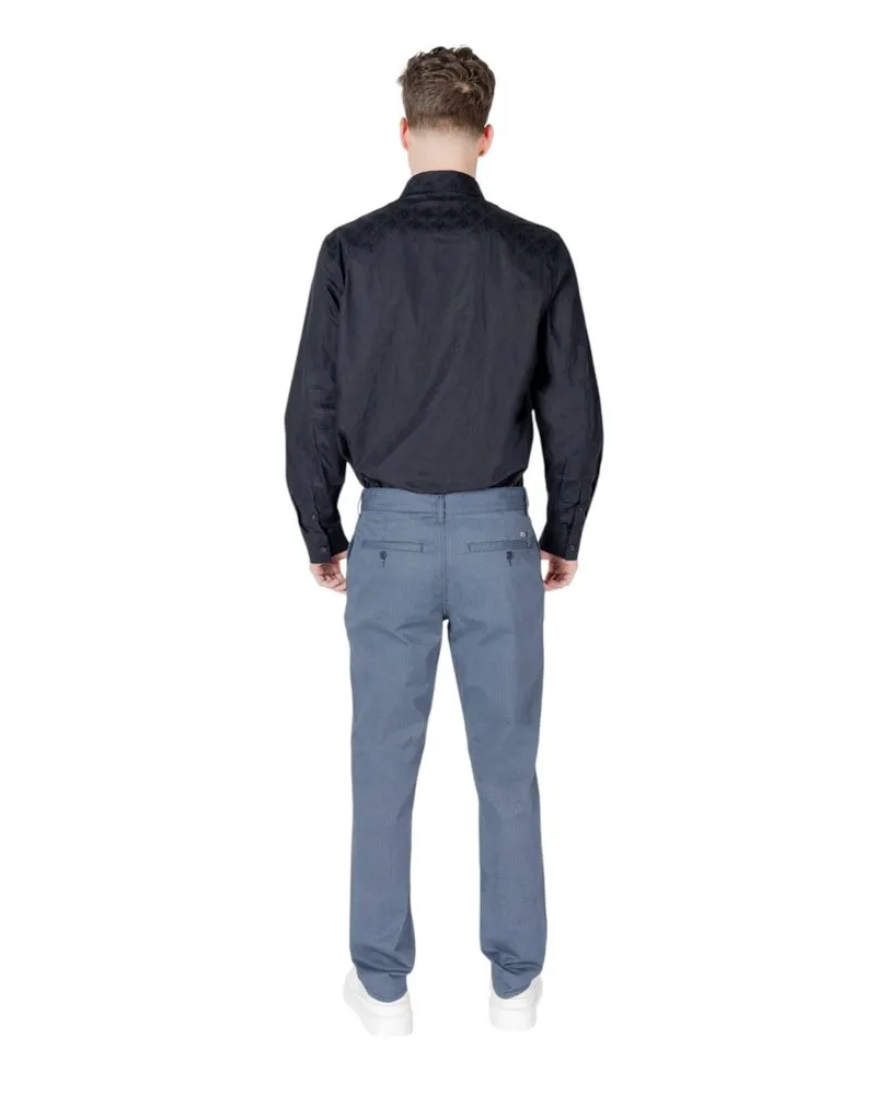 Armani Exchange Cotton-Blend Slim Fit Trousers — Blue Blue