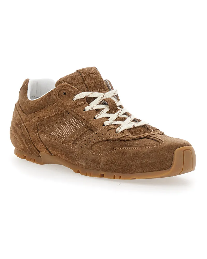 Alohas Women's Low Top Sneaker Tb.56 Brown Suede Cow Leather Trainers Brown