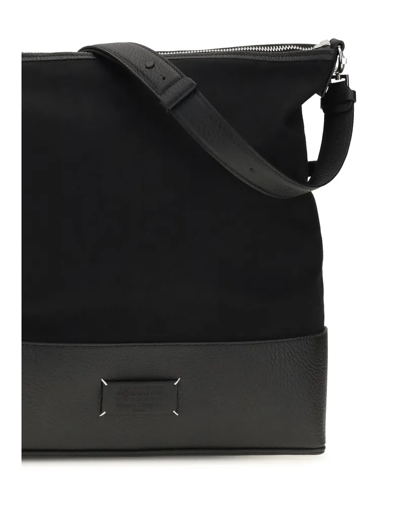 Maison Margiela Men's Hobo Shoulder Bag Medium 5ac Black Calf Leather Black