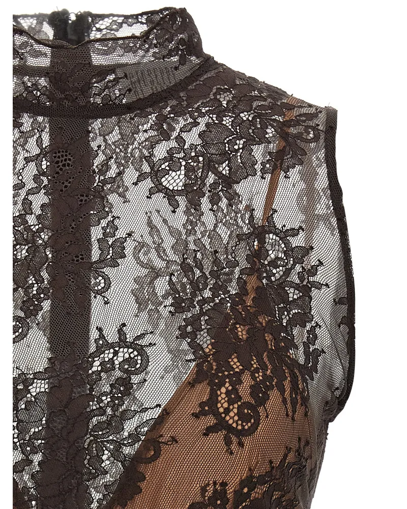 Giuseppe di Morabito Lace and Feather Dress — Black Black