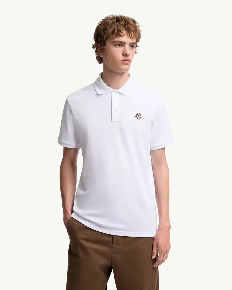 Moncler Logo-Embroidered Cotton Piqué Polo — White White
