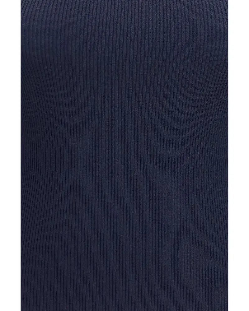 Max Mara Women Tank Top Ribbed Jersey Navy Blue Viscose T-Shirts & Jerseys Navy