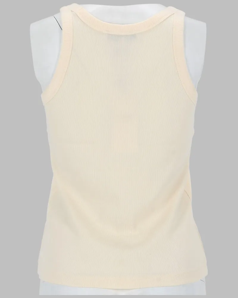 Kitsuné Logo-Embroidered Organic Cotton Tank Top — Beige Beige