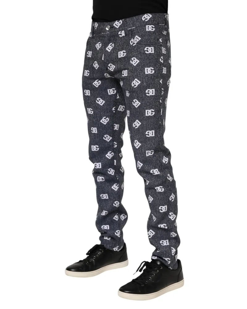 Dolce & Gabbana Logo-Print Denim Jeans — Gray Gray
