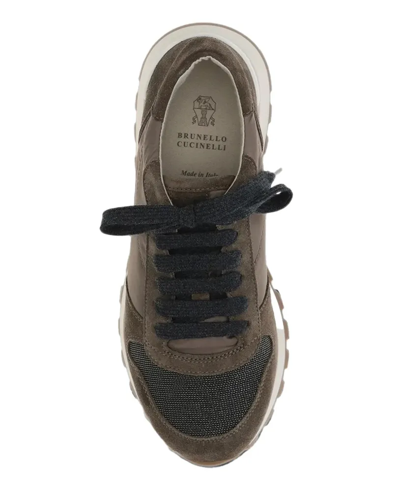 Brunello Cucinelli Suede-Panelled Sneakers — Brown Brown