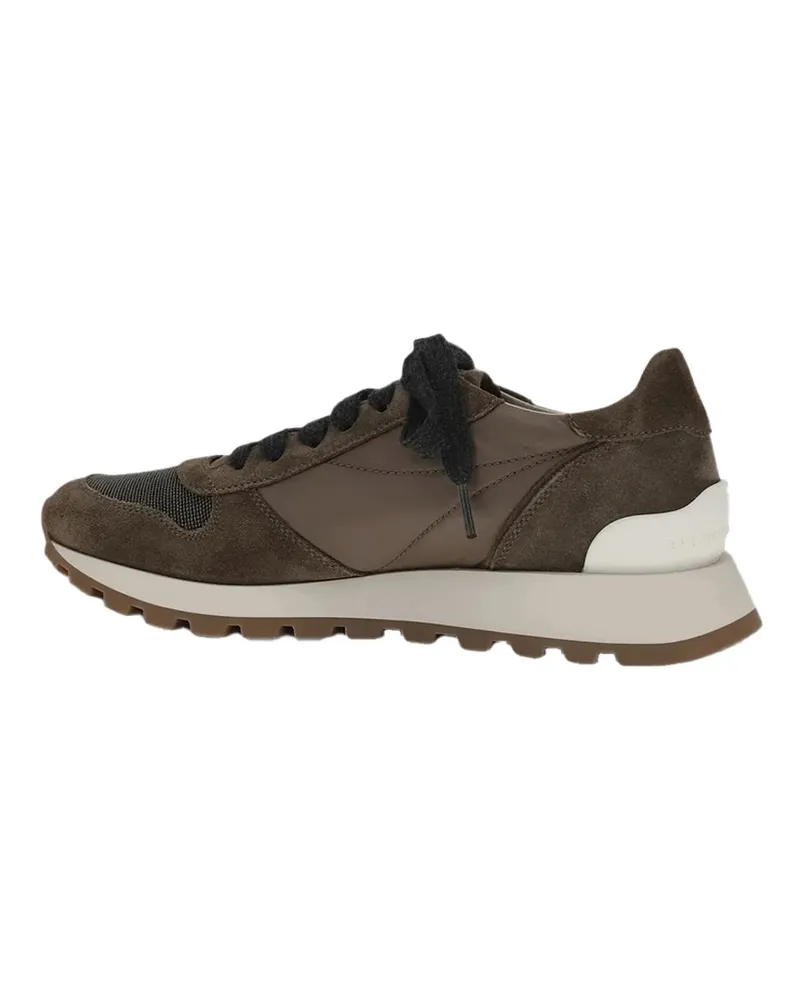 Brunello Cucinelli Suede-Panelled Sneakers — Brown Brown