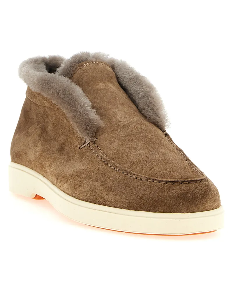 Santoni Women's Brown Calfskin Ankle Boots Brown