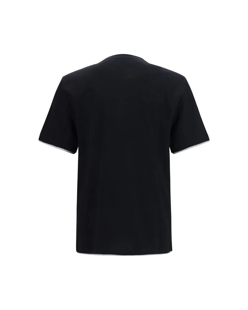 Brunello Cucinelli Men Black Cotton T-Shirt Black
