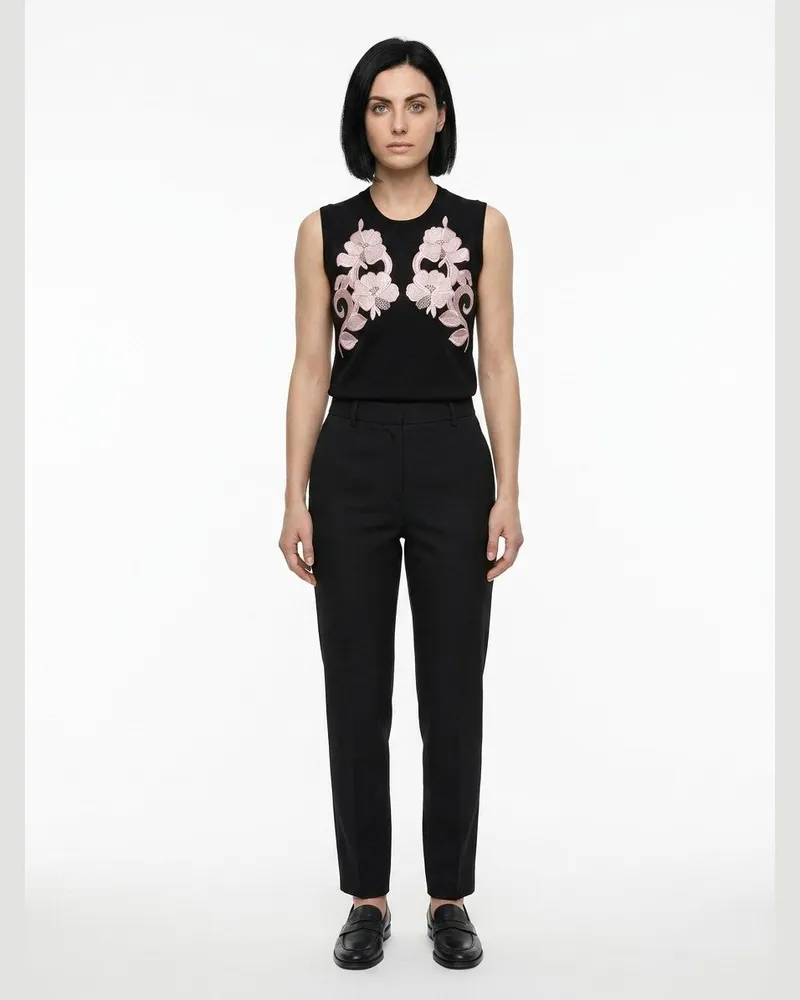 Dolce & Gabbana Floral-Embroidered Cashmere Tank Top — Black Black