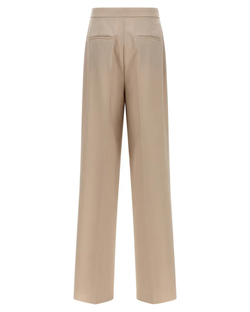 Max Mara Wool, Mohair & Silk Canvas Trousers — Beige Beige