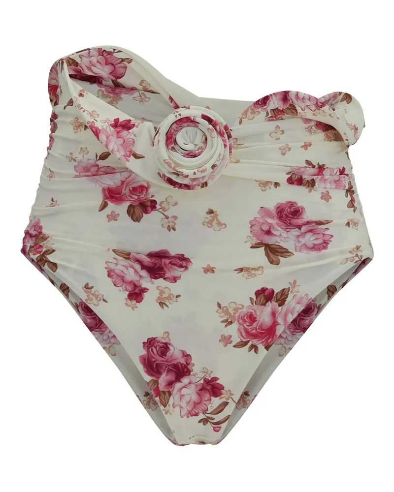 Magda Butrym Women's Bikini Bottom Floral-Print Cream Polyamide Swimwear Sea Clothing Cream