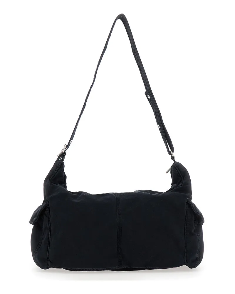 ERL Men's Shoulder Bag Black Cotton Twill Black