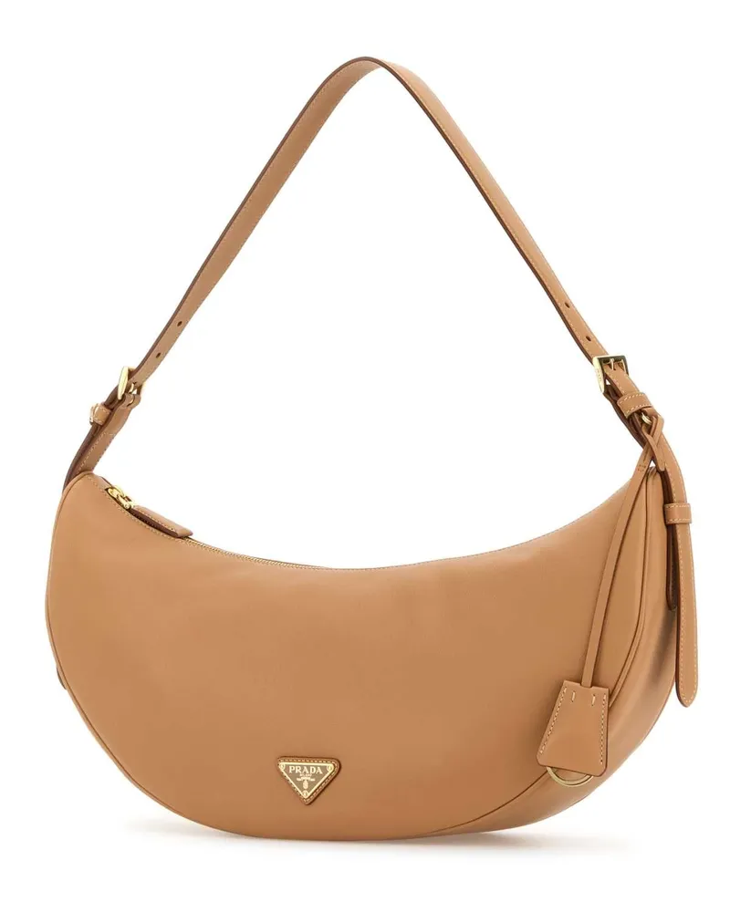Prada Women's Peach Leather Large  Demi-Lune Crossbody Bag Naturale Calfleather Borse A Mano Beige