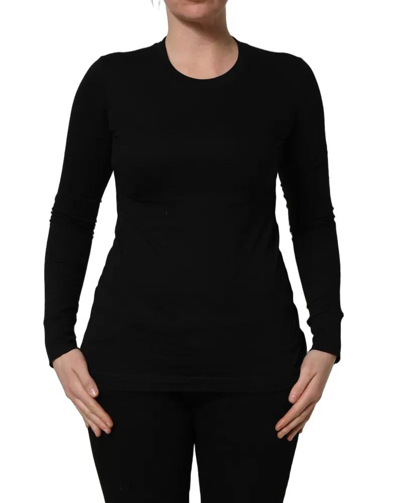 Dolce & Gabbana Cotton Crew Neck Sweater — Black Black